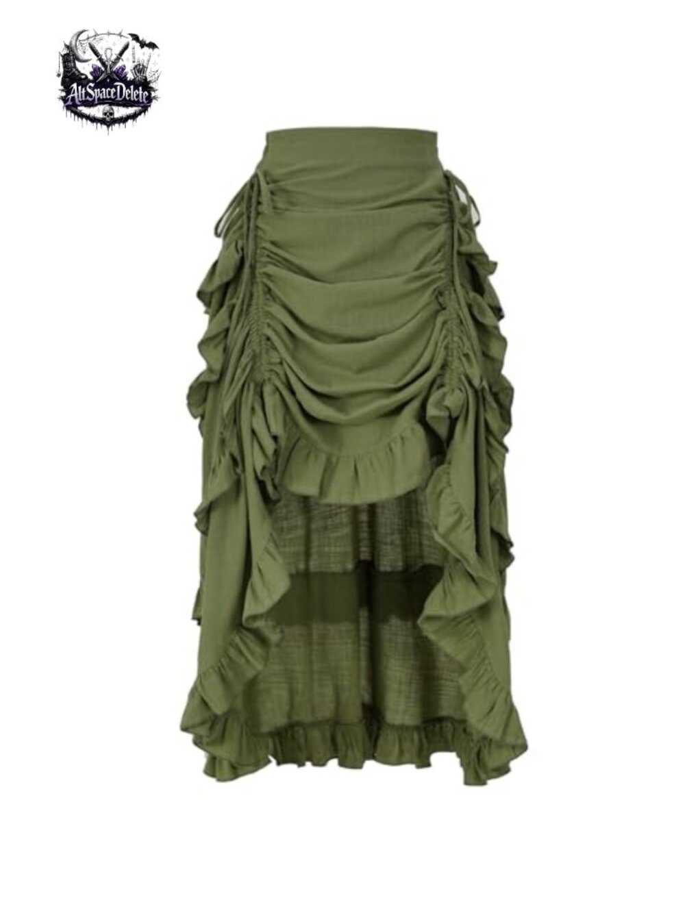 Renaissance High-Low Ruffle Maxi Skirt Steampunk Pirate Cotton Linen